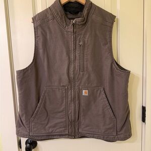 Carhartt OV277 Sherpa Lined Mock Neck Vest (Womens, Taupe Gray, XXL, One Size)